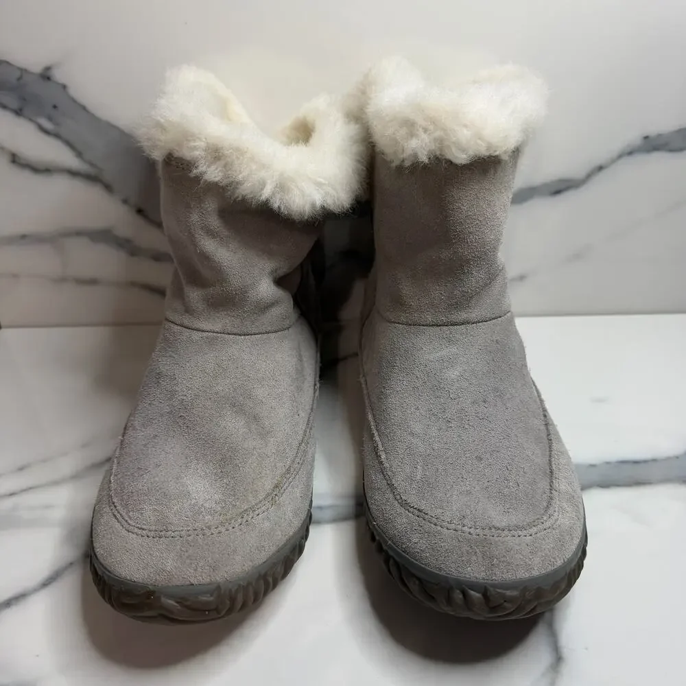 Sorel Women's Gray Suede Faux Fur Lining Out N About Snow Boots Sz 9.5 Outdoors